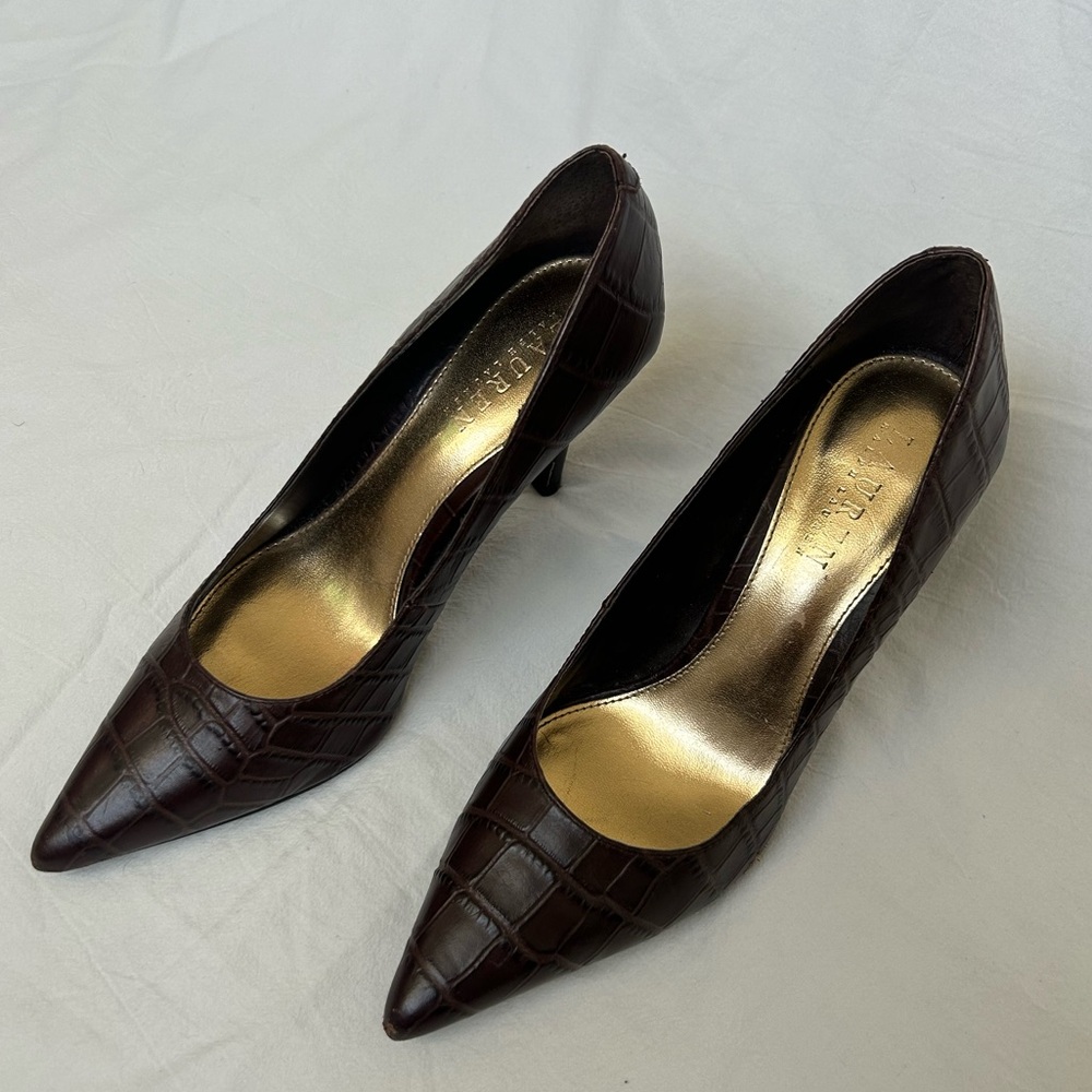 Ralph Lauren Brown Croc Embossed Pump